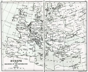 Europe in 1519, at the Start of the Reformation, pub. by John Bartholomew and Co., Edinburgh by Scottish School